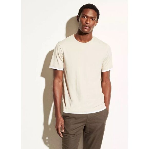 VINCE. Men’s Double Layer Pima Cotton Crew T-Shirt - Picture 1 of 13